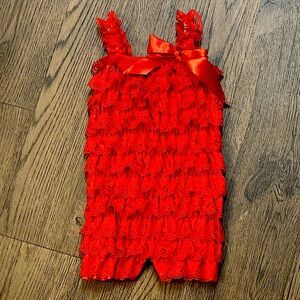 🎉10 for $10🎉Red Lace Baby Romper   Size 3-6M